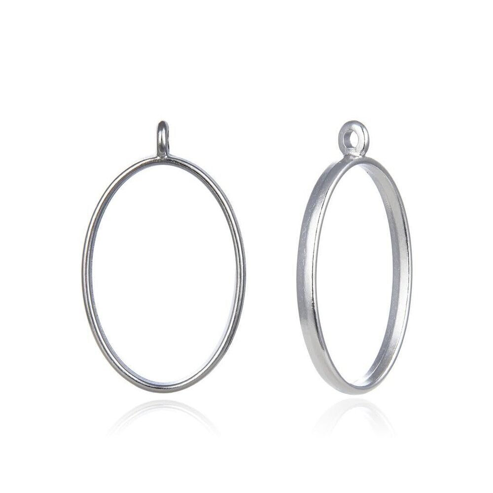 4308 50pcs Open Back Oval Bezel Frame Pendant Charm Pressed Flower Resin